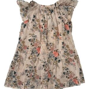 Bonpoint Girls Pink Floral Gauze Dress Flutter sleeve India 2 lightweight airy